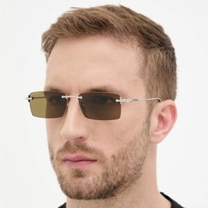 Modern Silver and Brown Men's Sunglasses With Box And Cetificate.